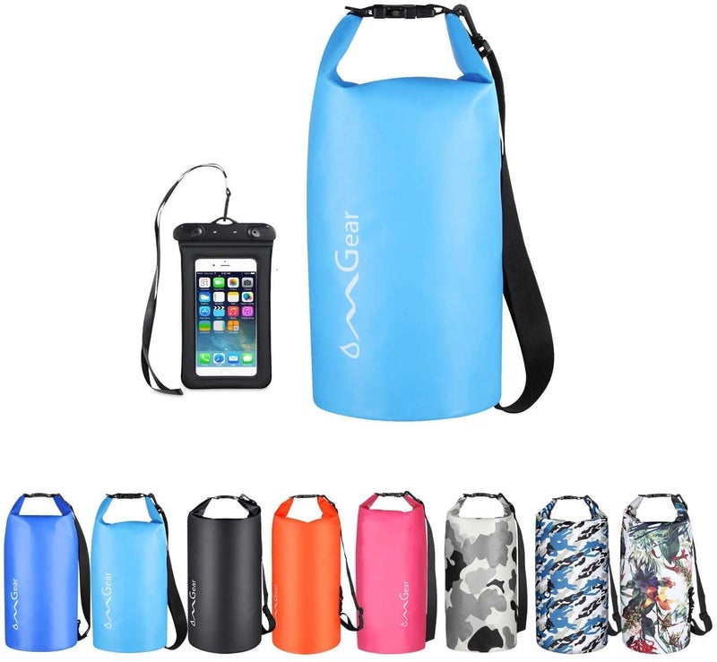 OMGear Waterproof Dry Bag Backpack Waterproof Phone Pouch 40L/30L/20L/10L/5L Floating Dry Sack For Kayaking Boating Sailing Canoeing Rafting Hiking Camping Outdoors Activities (Light blue2, 5L) - Image 1